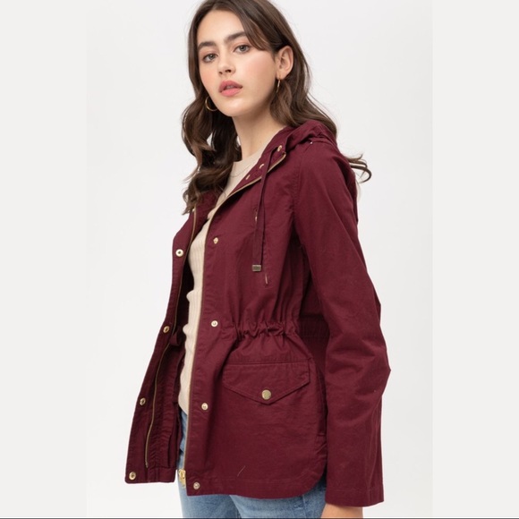 Burgundy Utility Hooded Jacket - Picture 2 of 6